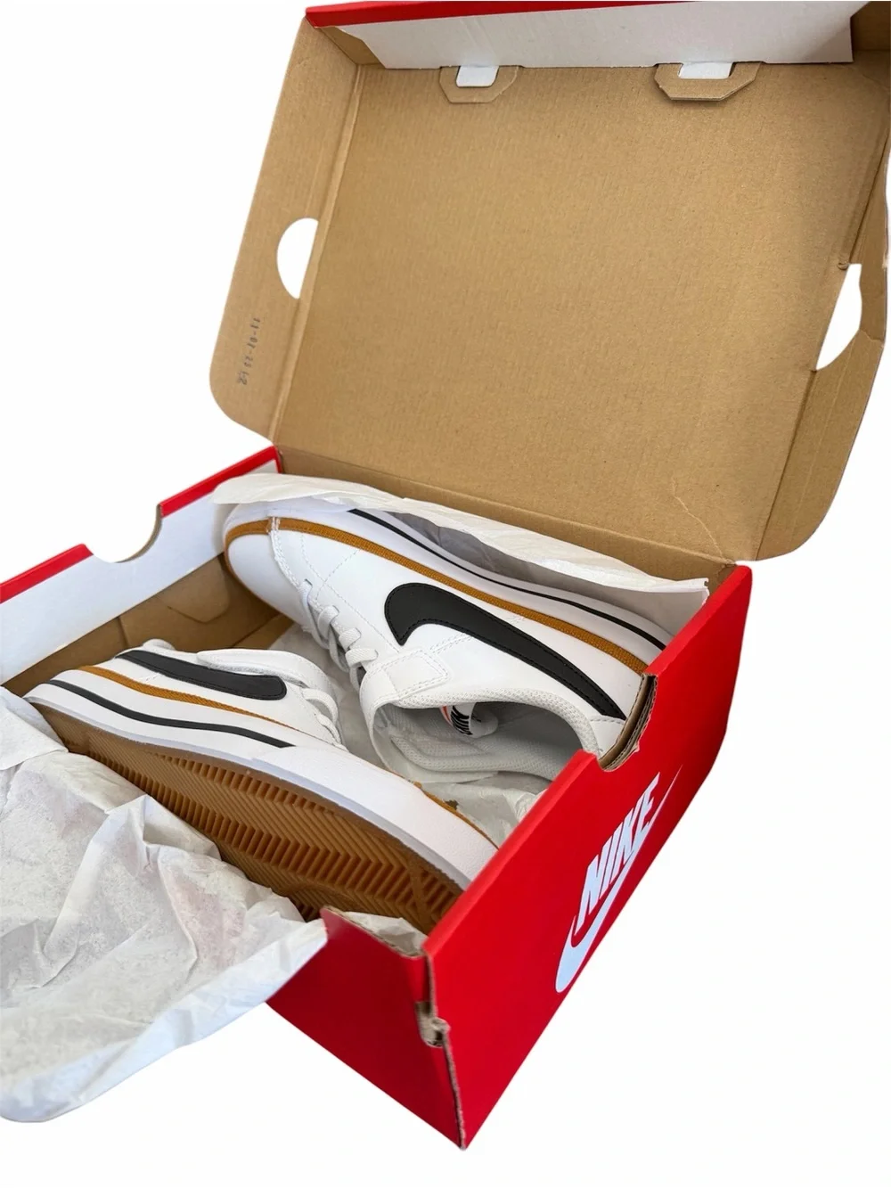 Nike Court Legacy Sneakers DA5381-102 White/Black/Gum Leather Kids Boy Size 2.5Y - Picture 5 of 8